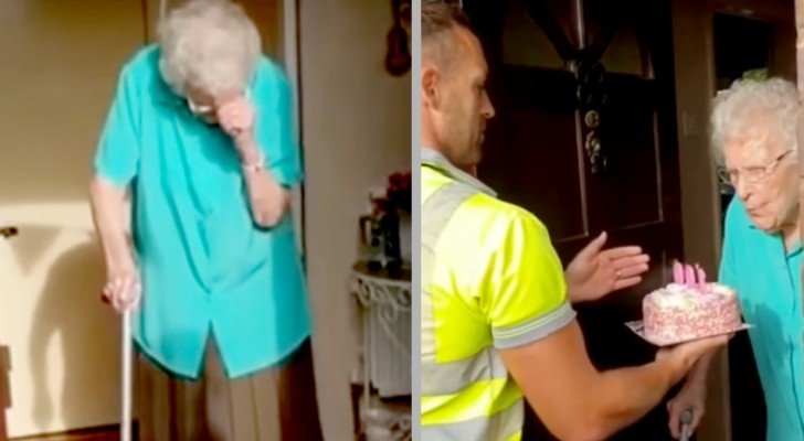 Sie wird 100 Jahre alt und lebt allein: Die Müllmänner überraschen sie mit einer Geburtstagstorte